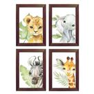 Kit 4 Quadro Decorativo Infantil Quarto Bebê Safari Aquarela Kit 4 Quadro Decorativo Infantil Quarto Bebê Safari Aquarela