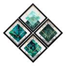 Kit 4 Quadros Artes Plantas Folhas Natureza Geométrica