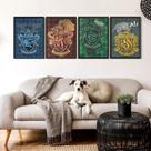 Kit 4 Quadros Casas De Hogwarts 33x24cm