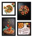 Kit 4 Quadros Decoração Cozinha Pizzaria Massas Molhos