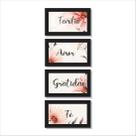 Kit 4 quadros decorativos Família Amor Gratidão Fé floral