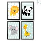 Kit 4 Quadros Decorativos Infantil bichinhos da floresta Kit 4 Quadros Decorativos Infantil bichinhos da floresta