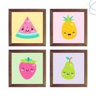Kit 4 Quadros Decorativos Infantil Frutinhas Fruta