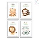 Kit 4 Quadros Decorativos Infantil Safari Baby Aquarela