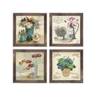 Kit 4 Quadros Decorativos para Banheiro e Lavabo com Imagem e Vidro - 23x23cm