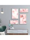 Kit 4 Quadros Decorativos Para Quarto Sala Rosa Efeitos