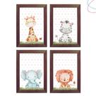 Kit 4 Quadros Decorativos Safari Aquarela Baby Menina