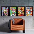 Kit 4 Quadros Grafitte Personagens Infantis 24x18cm