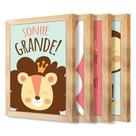 Kit 4 Quadros Infantil Leão Animais Bichos Frases 20x30cm