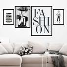 Kit 4 Quadros Moda Fashion - Tam M 33x24cm