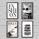 Kit 4 Quadros Moda Marcas Famosas 45x34cm - com vidro