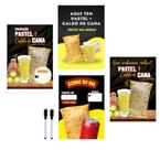 Kit 4 Quadros Pastel Caldo De Cana Combo Lanchonete 28x40cm