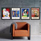 Kit 4 Quadros Vintage Posters Picasso e Matisse 33x24cm - com vidro