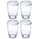 Kit 4 Queijeiras Farinheiras Plásticas com Tampa 350ml Brancas Ou Restaurante Buffet