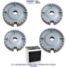 Kit 4 Queimadores Laterais Fogão Dako Supreme 5 Bocas - 2pq / 2gr