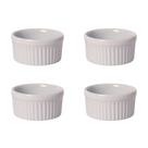 Kit 4 Ramekin Canelado 6,5cm 90ml em Porcelana Branca