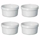 Kit 4 ramequim cerâmica canelado branco tigela ramekim 270ml