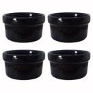 Kit 4 ramequim cerâmica canelado preto tigela ramekim 270ml