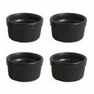 Kit 4 Ramequins em Cerâmica Molheira Porta Patê Canelado Cumbuca Preto Matte Fosco 100ml