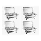 KIT 4 Rechaud Buffet Inox 9L 2 Cubas 1/2 Profissional