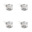 Kit 4 Rechaud Redondo 5l Banho Maria Aço Inox Suporte Tampa