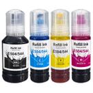 Kit 4 Refil de Tinta T504 544 Colorido Compatível para L3150 L3110 L5190 L3250 L3210 L5290