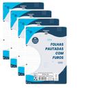 Kit 4 Refil Fichário A4 Pautado 96 Folhas Cada c/ Furos Kit 4 Refil Fichário A4 Pautado 96 Folhas Cada c/ Furos