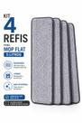 Kit 4 Refis Microfibra para Mop Flat 5 Litros Esfregão Flat Lavável Reutilizável Cinza Kit 4 Refis Microfibra para Mop Flat 5 Litros Esfregão Flat Lavável Reutilizável Cinza