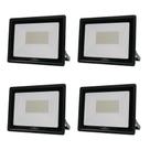 Kit 4 Refletor De Led Slim 100w Prova Dágua Preto Bivolt 6500k Frio