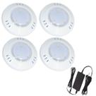 Kit 4 Refletor Hiper Led Brustec 6W Azul Abs e Fonte 2A