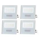 Kit 4 Refletores de LED TR Slim 50W 3000K Amarelo Quente IP65 Branco Taschibra