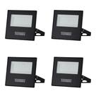 Kit 4 Refletores de LED TR Slim 50W 3000K Amarelo Quente Preto Bivolt Taschibra