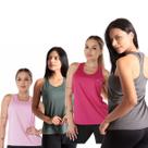 Kit 4 Regatas Feminina Mesh Dry Fit Fitness Sortido