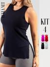 Kit 4 Regatas Femininas Para Academia Regata Cumprida Tapa Bumbum - Multicolorido - G