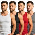 Kit 4 Regatas Masculinas Academia Canelada Slim Fit Modelo Americano Treino Fitness Verão