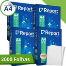 Kit 4 Resma Papel A4 de 500 Folhas Sulfite Premium 75g Total 2000 Folhas Report. Cor Branco