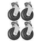 Kit 4 Rodas 100mm Ferro Borracha 4'' Pol Parafuso Giratória