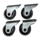 Kit 4 Rodinha Fixa Mini Rodízio Roda Preto Móveis Bicama