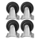 Kit 4 Rodinhas p/ Móveis 5 Pol Borracha s Freio c Placa Fixa