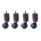 Kit 4 Rodinhas Para Cama Box ou Baú Marrom Rodízios de Madeira e Plástico