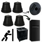 Kit 4 Rodinhas Pretas Fogão Geladeira Freezer Suporta até 380kg Universal Limpeza Fácil Rodízio