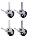 Kit 4 Rodizio Andaime Roda Borracha Preta 6 Pol X 2mm Colson