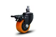 Kit 4 rodizio girat espiga trava roda 75mm laranja rolamento