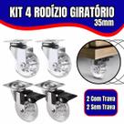 Kit 4 Rodízio Giratório Em Gel Rodinha Silicone Para Móveis 35mm 2 Com Freio 2 Sem Freio Anti Risco