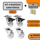Kit 4 Rodízio Giratório Gel Rodinha De Silicone Com Parafusos 35mm