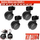 Kit 4 Rodizio Giratorio Para Berço Chapa U Roda 50mm