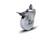 Kit 4 rodizio inox 304 girat espiga c/ trava roda 75mm nylon
