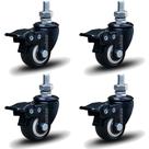 Kit 4 Rodízio Linha Black Parafuso 3/8" 41mm Com Freio 120kg Preto - Colson