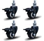 Kit 4 Rodízio Linha Black Parafuso 3/8" 41mm Com Freio 120kg Preto - Colson