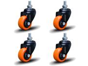 Kit 4 Rodízio Linha Black Parafuso 3/8" 41mm Sem Freio 180kg Laranja - Colson